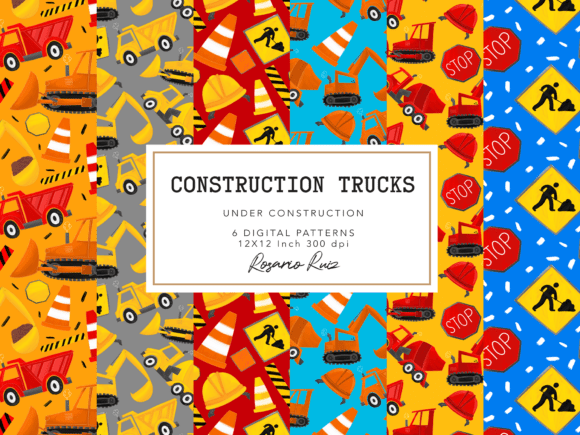 Construction Trucks Pattern Papers