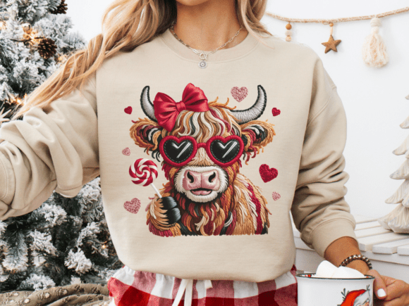 Highland Cow PNG, Valentines Day T-Shirt