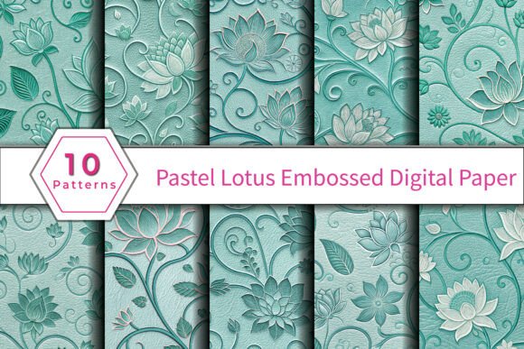 Pastel Lotus Embossed Digital Paper: Elevate Your Creative Projects with Elegance and Precision