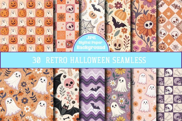 Retro Halloween Seamless Pattern: A Versatile Design for Creative Projects