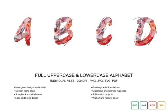 Rose Petal Alphabet Set