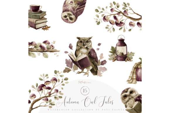 Strategic Branding with the Watercolor Autumn Owls Clipart Pack