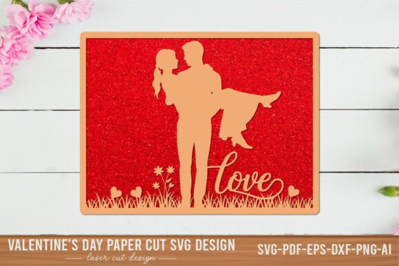 Valentine Couple Paper Cut SVG