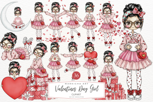 Valentine’s Day Girl Clipart: A Creative Resource for Digital Artists and Small Businesses